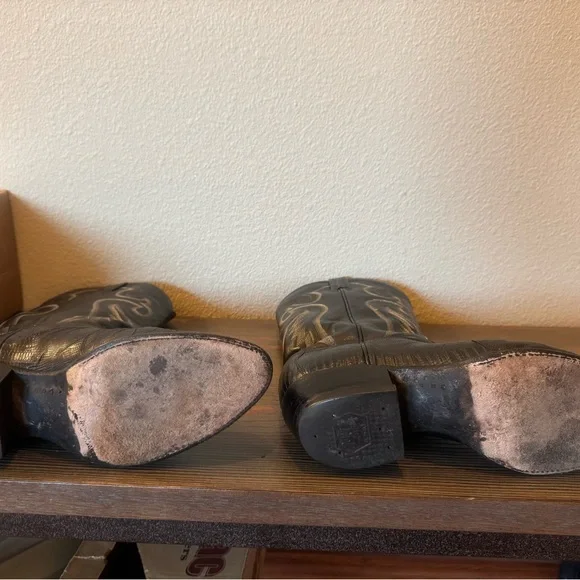 Tony Lama Mens 8539 Black Exotic Teju Lizard Western Cowboy Boots Size 10.5 EE - Picture 5 of 7